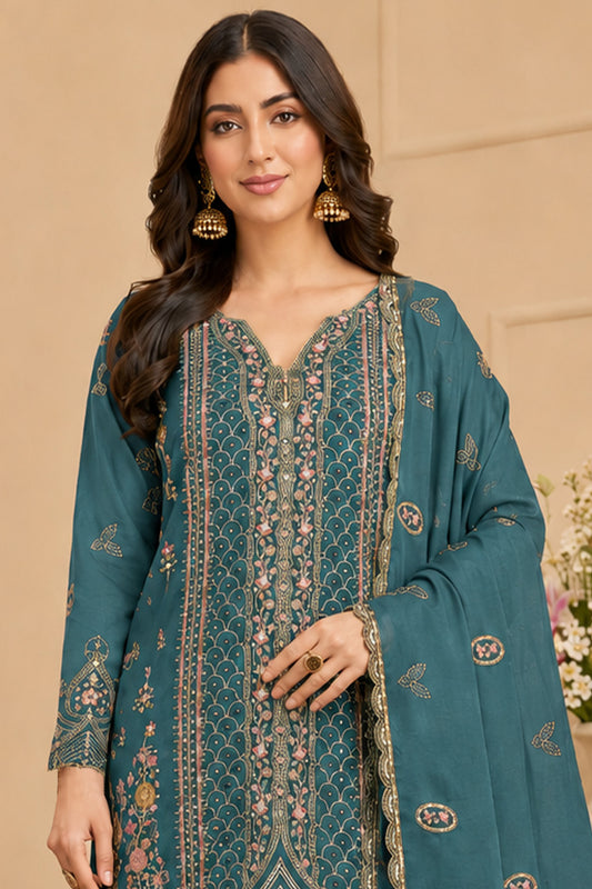 SHAFNUFAB Women's Georgette Ethnic Wear for WomenSemi Stitched sarara Suit Pakistani Suit SF311534
