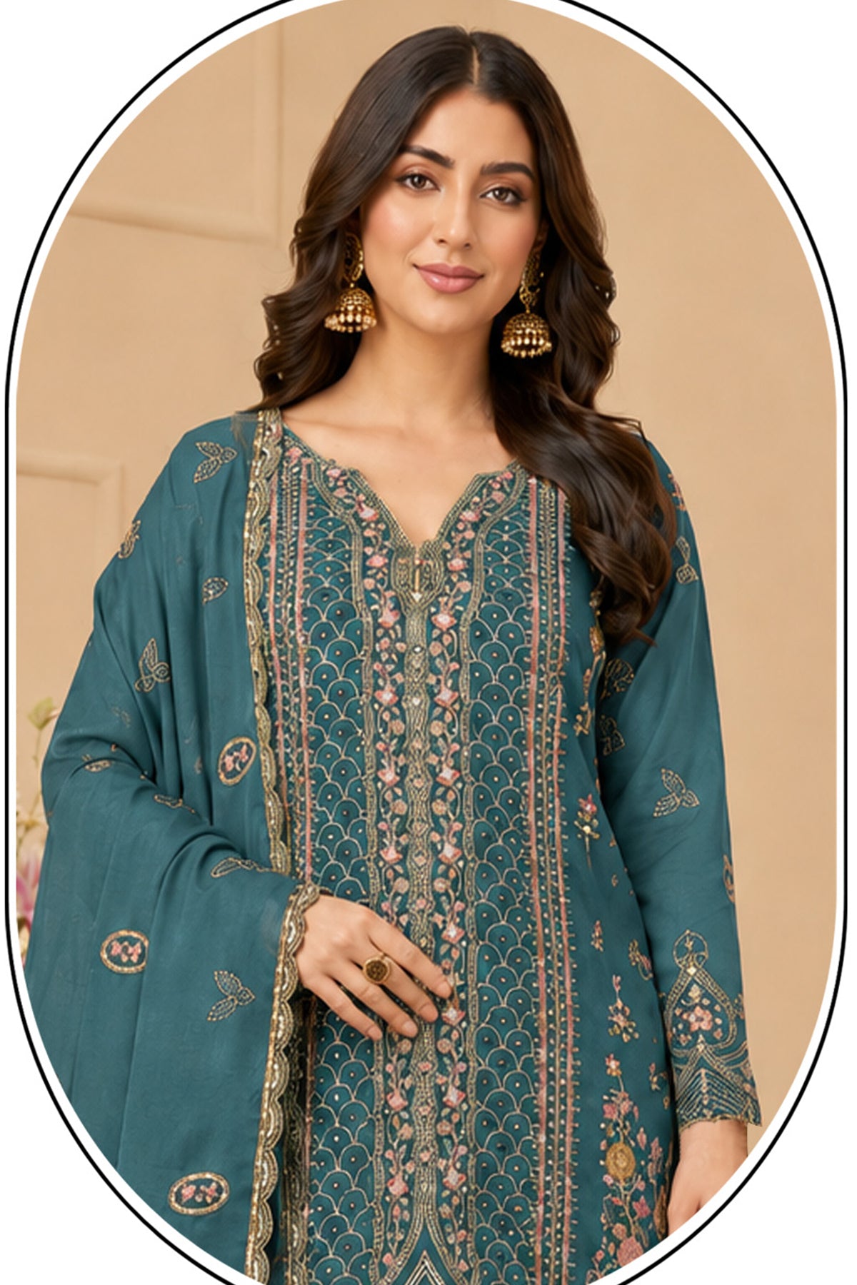 SHAFNUFAB Women's Georgette Ethnic Wear for WomenSemi Stitched sarara Suit Pakistani Suit  SF311534