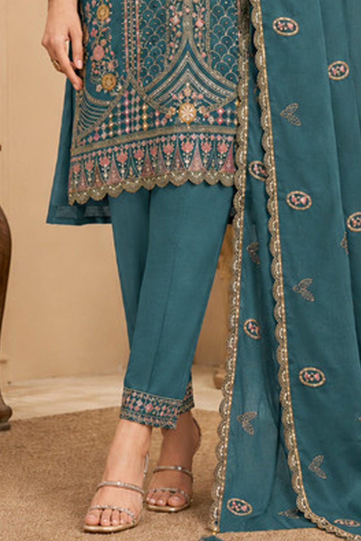 SHAFNUFAB Women's Georgette Ethnic Wear for WomenSemi Stitched sarara Suit Pakistani Suit  SF311534