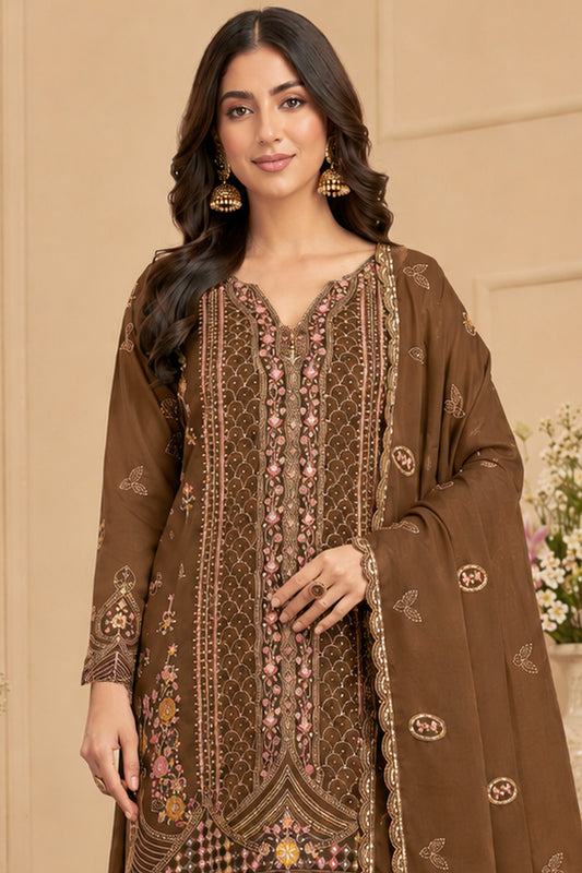 SHAFNUFAB Women's Georgette Ethnic Wear for WomenSemi Stitched sarara Suit Pakistani Suit SF311535