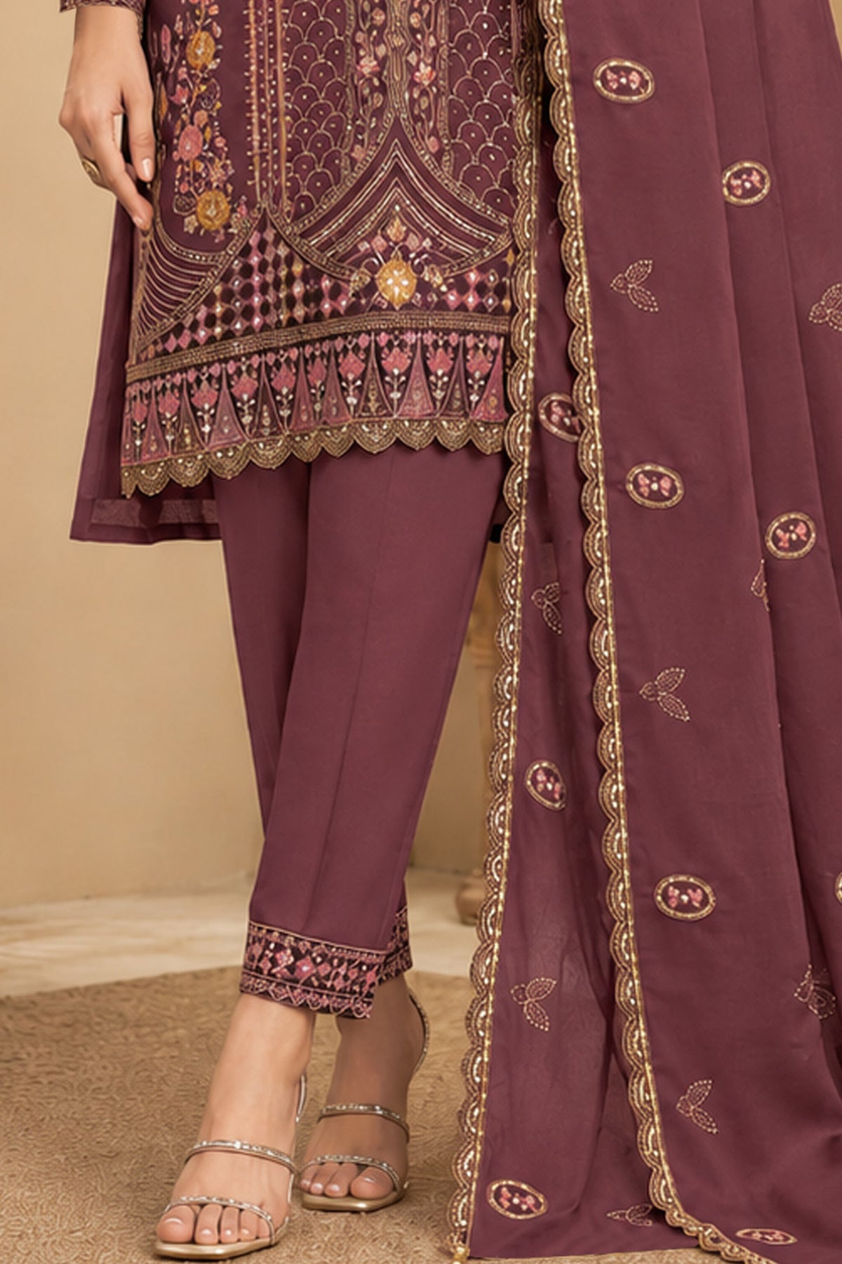 SHAFNUFAB Women's Georgette Ethnic Wear for WomenSemi Stitched sarara Suit Pakistani Suit  SF311537