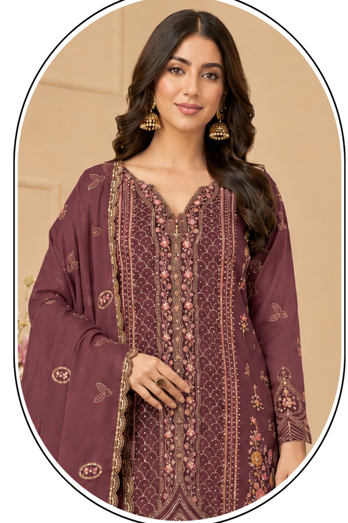 SHAFNUFAB Women's Georgette Ethnic Wear for WomenSemi Stitched sarara Suit Pakistani Suit  SF311537