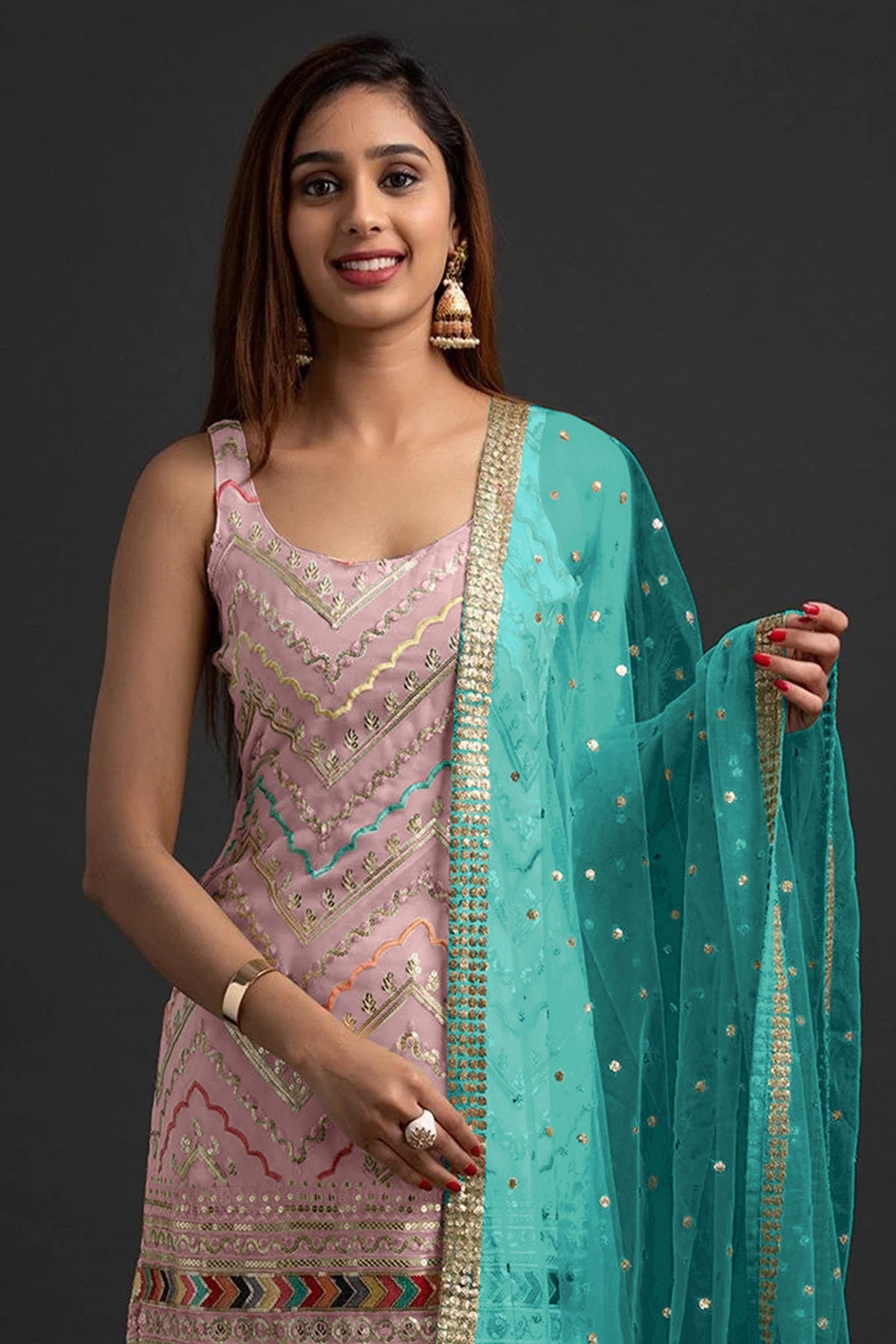 SHAFNUFAB Women's Georgette Ethnic Wear for WomenSemi Stitched PAKISTANI SUIT SF31201