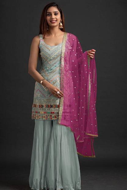SHAFNUFAB Women's Georgette Ethnic Wear for WomenSemi Stitched PAKISTANI SUIT SF31202