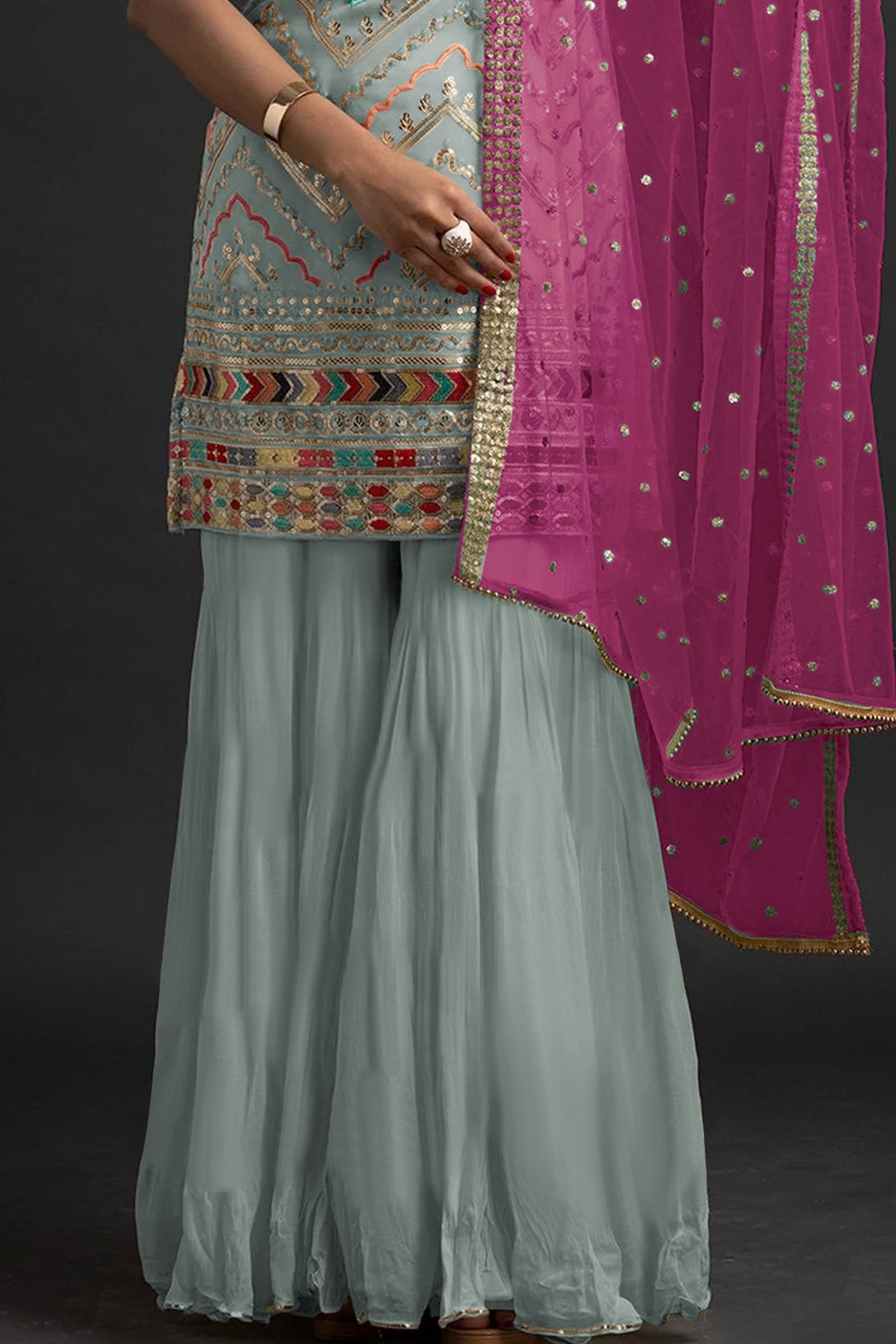 SHAFNUFAB Women's Georgette Ethnic Wear for WomenSemi Stitched PAKISTANI SUIT SF31202