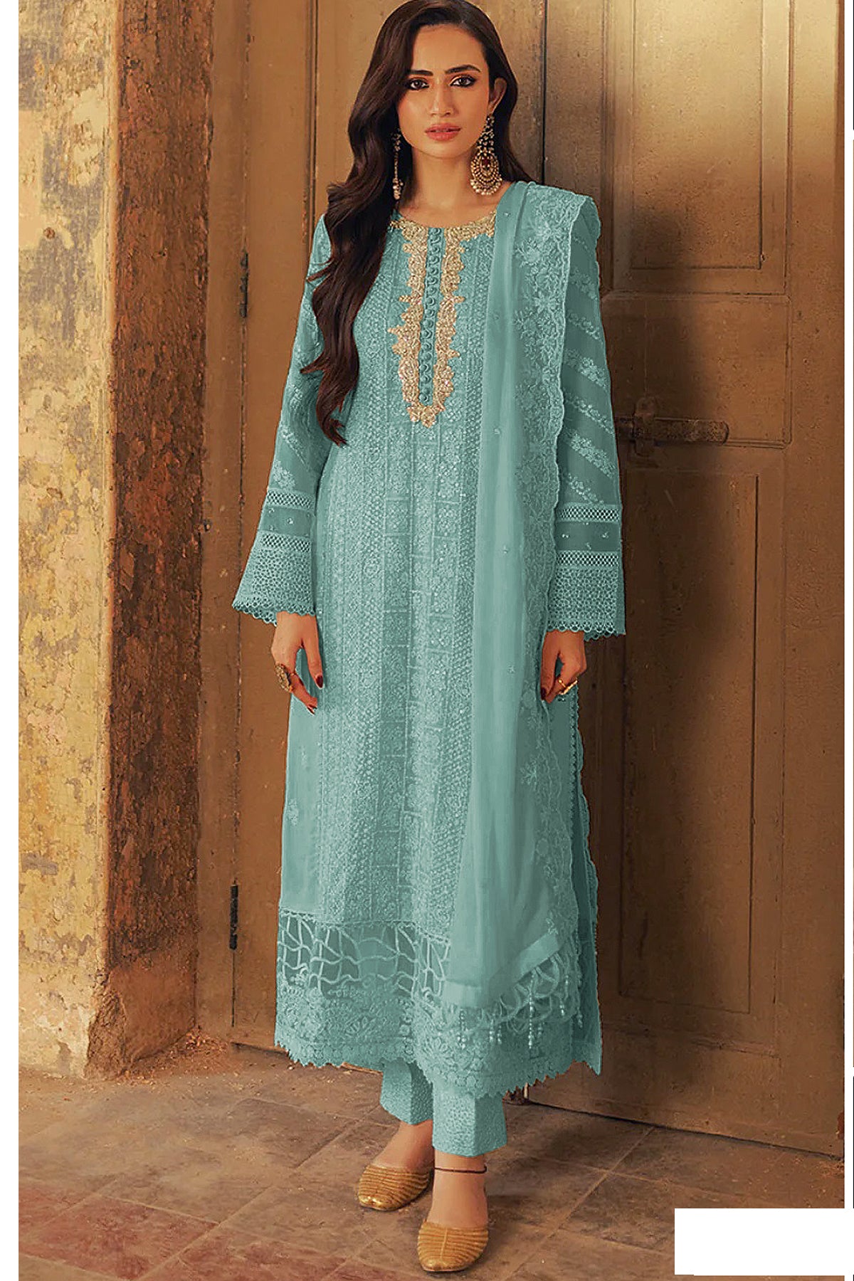 SHAFNUFAB Women's Georgette Ethnic Wear for WomenSemi Stitched PAKISTANI SUIT SF31203