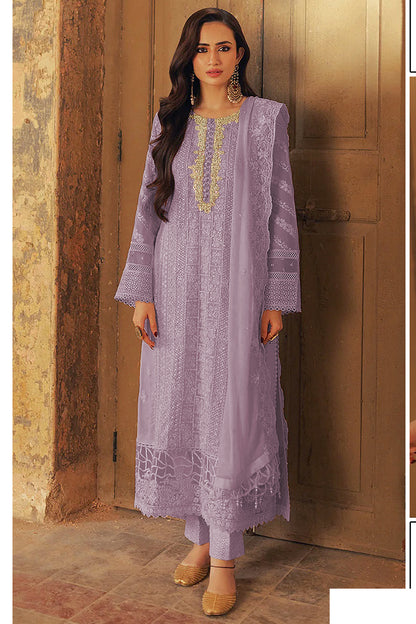 SHAFNUFAB Women's Georgette Ethnic Wear for WomenSemi Stitched PAKISTANI SUIT SF31204
