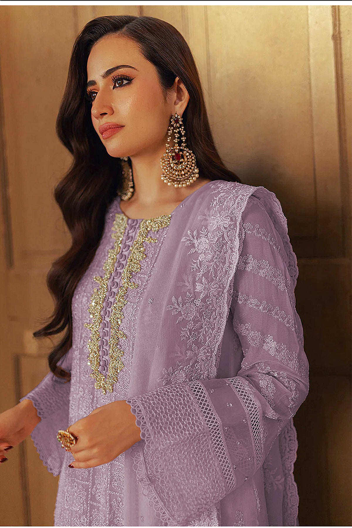 SHAFNUFAB Women's Georgette Ethnic Wear for WomenSemi Stitched PAKISTANI SUIT SF31204