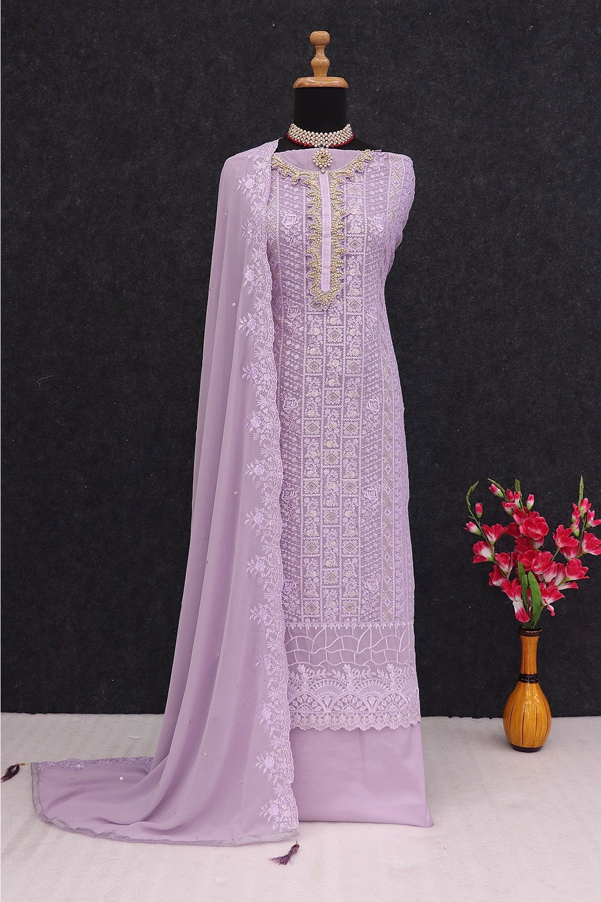 SHAFNUFAB Women's Georgette Ethnic Wear for WomenSemi Stitched PAKISTANI SUIT SF31204