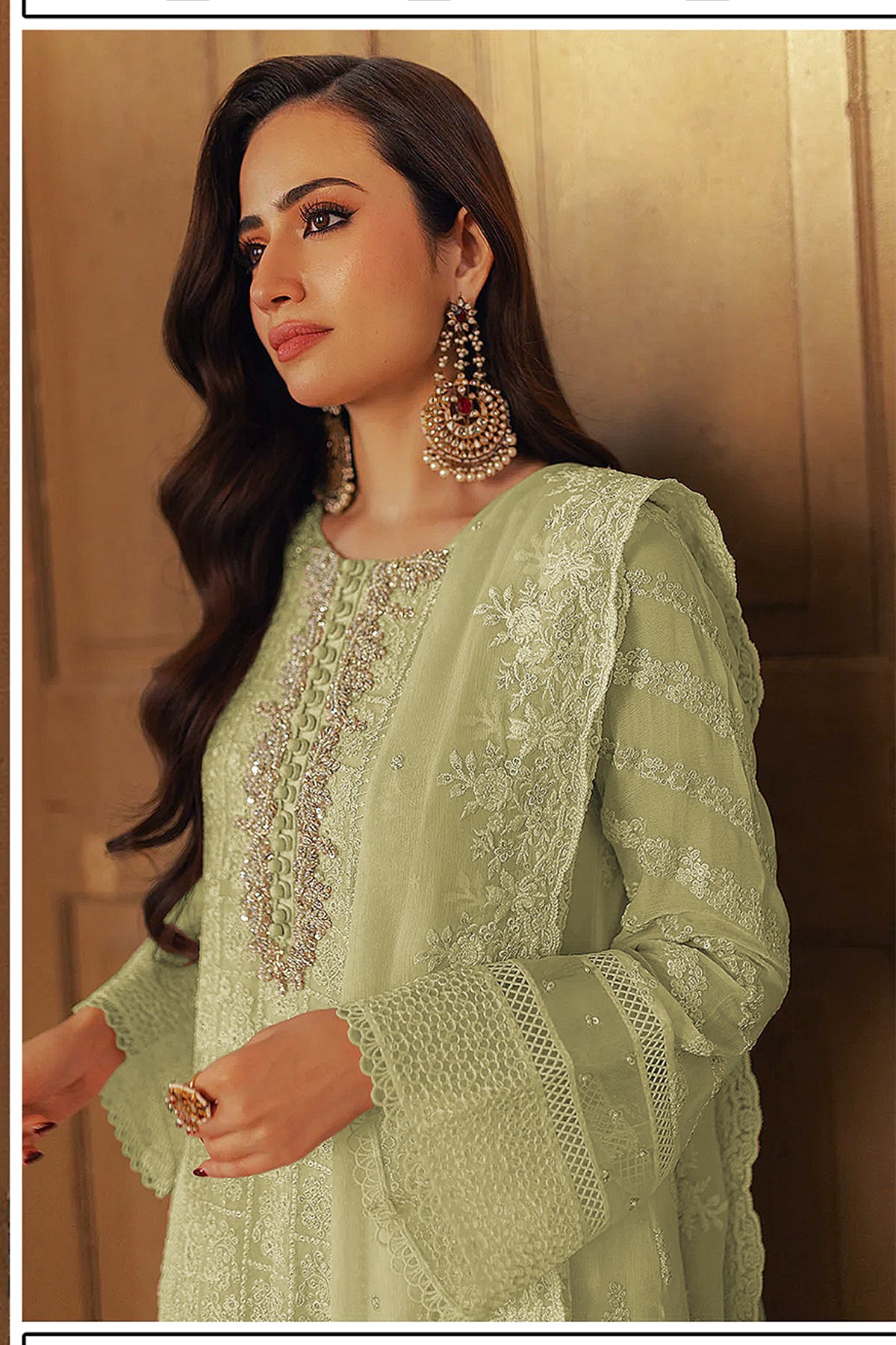 SHAFNUFAB Women's Georgette Ethnic Wear for WomenSemi Stitched PAKISTANI SUIT SF31205
