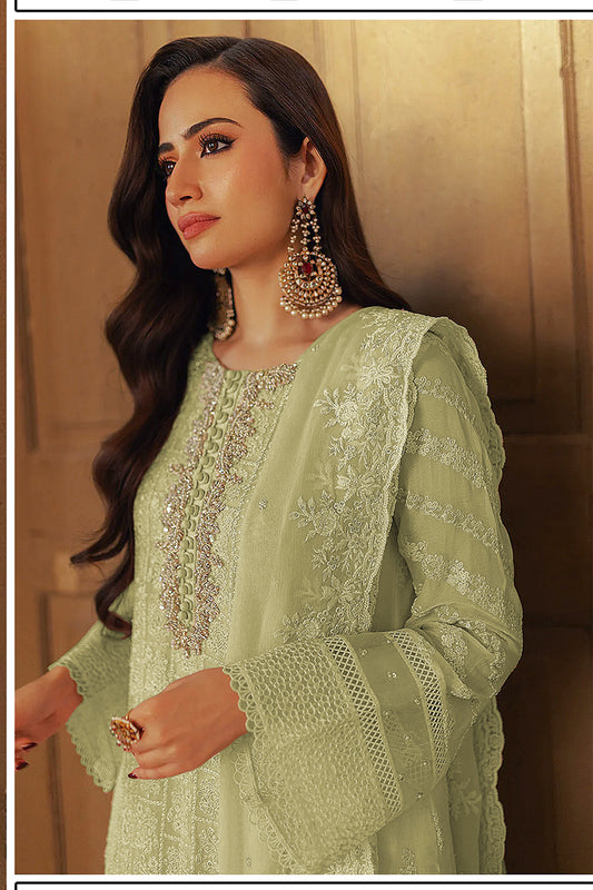SHAFNUFAB Women's Georgette Ethnic Wear for WomenSemi Stitched PAKISTANI SUIT SF31205