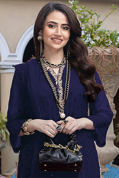 SHAFNUFAB Women's Georgette Ethnic Wear for WomenSemi Stitched PAKISTANI SUIT SF31206