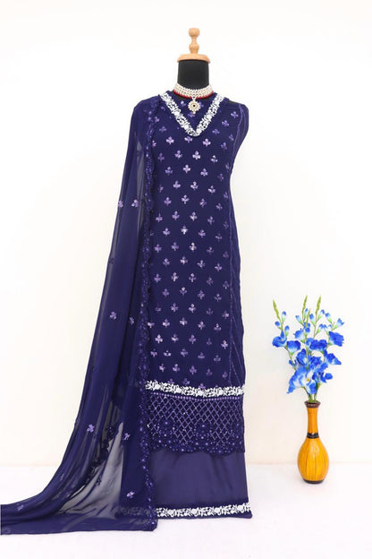 SHAFNUFAB Women's Georgette Ethnic Wear for WomenSemi Stitched PAKISTANI SUIT SF31206