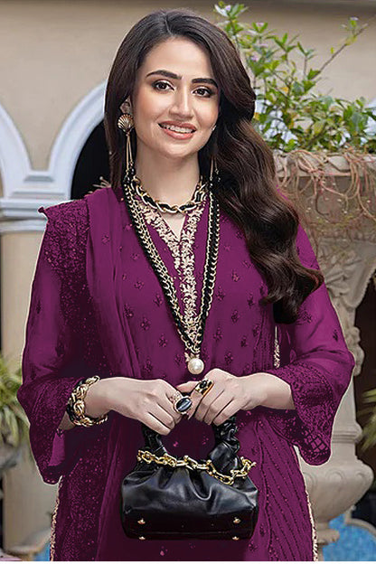 SHAFNUFAB Women's Georgette Ethnic Wear for WomenSemi Stitched PAKISTANI SUIT SF31207