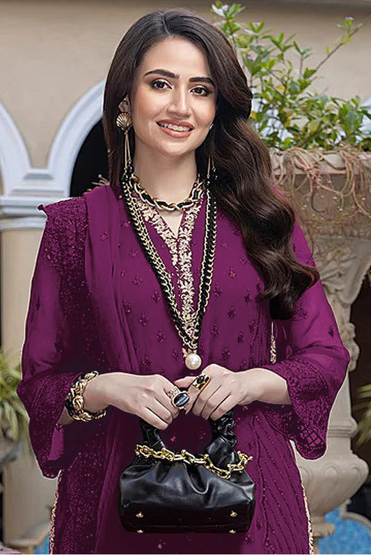 SHAFNUFAB Women's Georgette Ethnic Wear for WomenSemi Stitched PAKISTANI SUIT SF31207