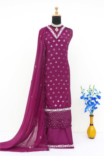 SHAFNUFAB Women's Georgette Ethnic Wear for WomenSemi Stitched PAKISTANI SUIT SF31207