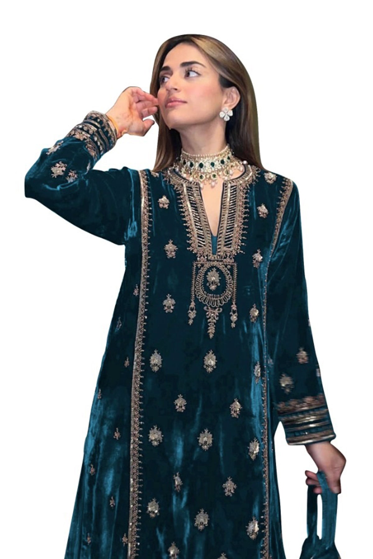 SHAFNUFAB Women's Georgette Ethnic Wear for WomenSemi Stitched PAKISTANI SUIT SF31208