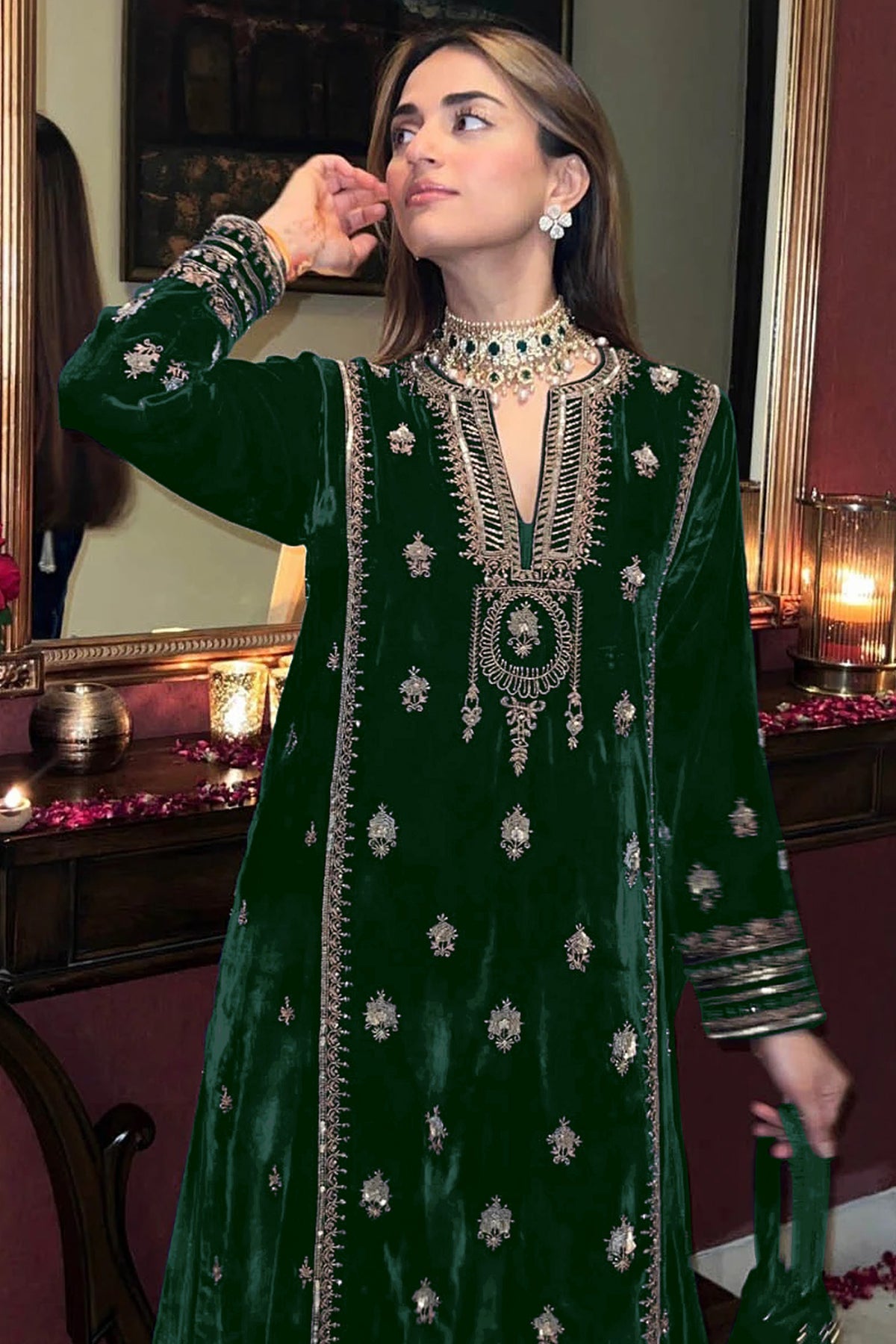 SHAFNUFAB Women's Georgette Ethnic Wear for WomenSemi Stitched PAKISTANI SUIT SF31210