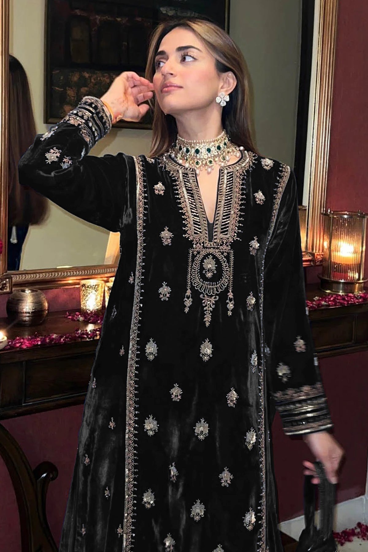 SHAFNUFAB Women's Georgette Ethnic Wear for WomenSemi Stitched PAKISTANI SUIT SF31213