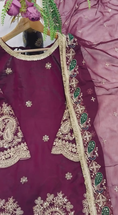 SHAFNUFAB Women's Georgette Ethnic Wear for WomenSemi StitchedSalwarSuit  SF251305
