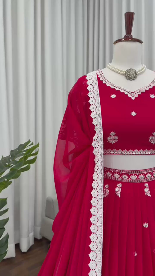 SHAFNUFAB Women's Georgette Ethnic Wear for WomenSemi StitchedSalwarSuit  SF201552