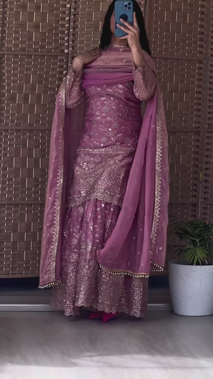 SHAFNUFAB Women's Georgette Ethnic Wear for WomenSemi StitchedSalwarSuit  SF201519
