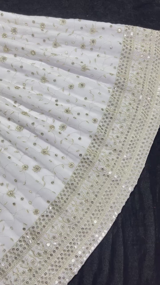 SF201484SHAFNUFAB Women's Georgette Ethnic Wear for Women Stitched   Sharara Salwar Suit SF201484  Diwali Outfit Bridal White  Colour Indian Casual Wear Salwar Suit IN Eid