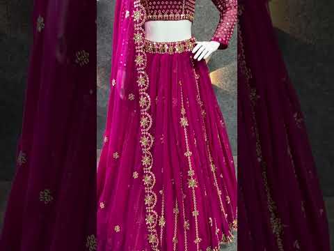 SHAFNUFAB Women Georgette Semi Stitched lehengacholi SF201347  Diwali Outfit Embroidered lehengacholi Set Rani Pink  Colour Indian Heavy Lehenga
