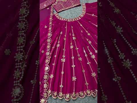 SHAFNUFAB Womens Georgette Semi Stitched lehengacholi SF201347  Diwali Outfit Embroidered lehengacholi Set Rani Pink  Colour Indian Heavy Lehenga
