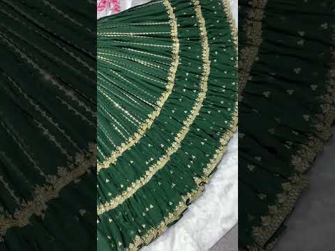 SHAFNUFAB Women Georgette Semi Stitched lehengacholi SF201358  Diwali Outfit Embroidered lehengacholi Set Green  Colour Indian Heavy Lehenga

