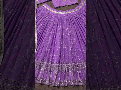 SHAFNUFAB WomenGeorgette Semi Stitched lehengacholi SF201359  Diwali Outfit Embroidered lehengacholi Set Purple  Colour Indian Heavy Lehenga
