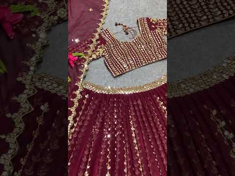 SHAFNUFAB WomenGeorgette Semi Stitched lehengacholi SF201388  Diwali Outfit Embroidered lehengacholi Set Maroon1  Colour Indian Heavy Lehenga

