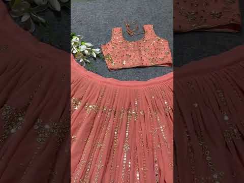 SHAFNUFAB WomenGeorgette Semi Stitched lehengacholi SF201346  Diwali Outfit Embroidered lehengacholi Set Orange  Colour Indian Heavy Lehenga
