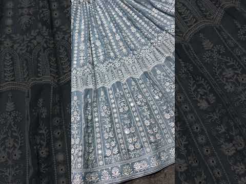 SHAFNUFAB Women Georgette Semi Stitched lehengacholi SF201356  Diwali Outfit Embroidered lehengacholi Set Grey  Colour Indian Heavy Lehenga