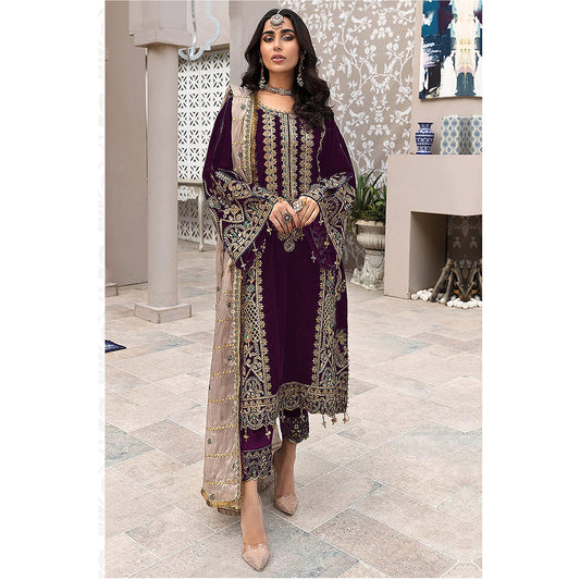 Shafnufab Women's Georgette Semi Stitched Pakistani Salwar Suit In Black