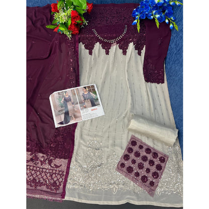 Shafnufab Women's Georgette Wear Pakistani Salwar Kameez In Purple