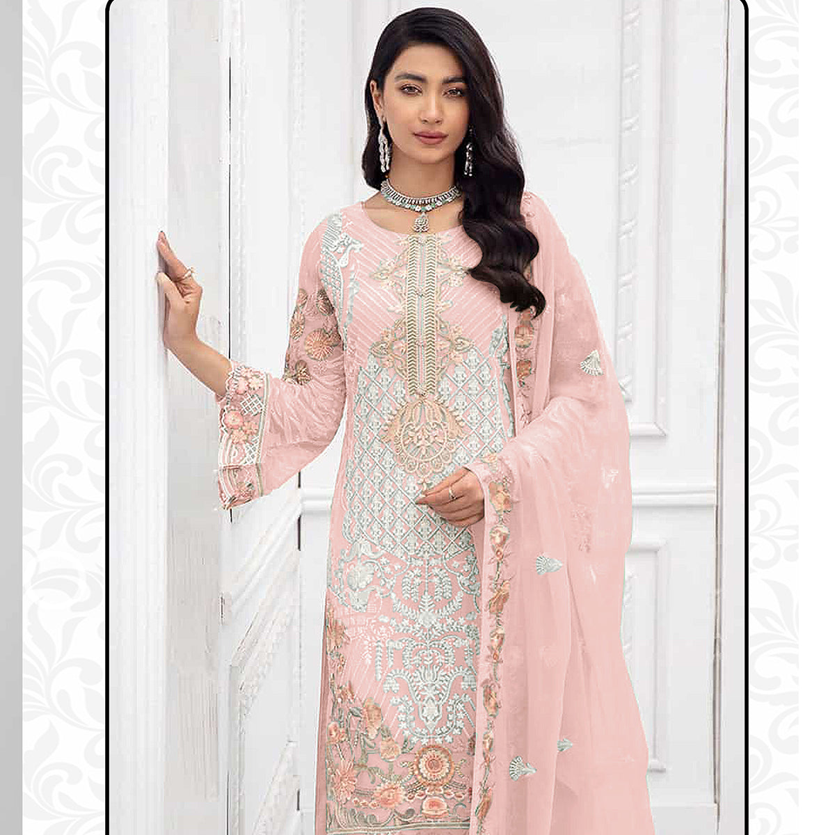 Shafnufab Charizma Georgette Pakistani Suits Collection In Pink Colour