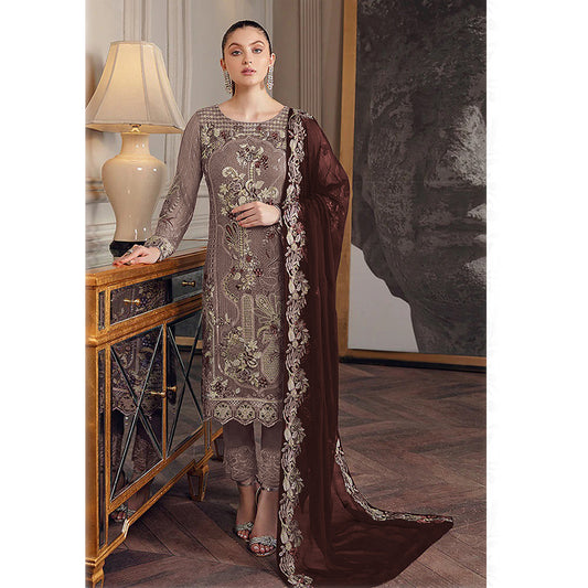Shafnufab  Georgette Pakistani Suits Collection In Brown Colour