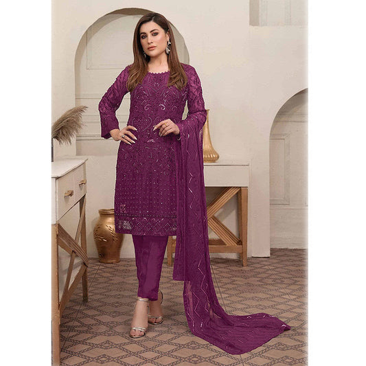 Shafnufab  Georgette Pakistani Suits Collection In PurpleColour