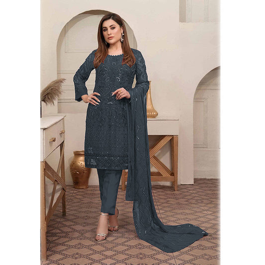 Shafnufab  Georgette Pakistani Suits Collection In Blue Colour