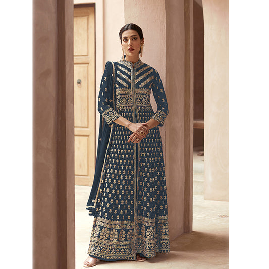 Shafnufab  Georgette Pakistani Suits Collection In Blue Colour