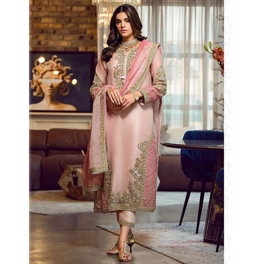 Shafnufab  Georgette Pakistani Suit  Collection In Light pink Colour