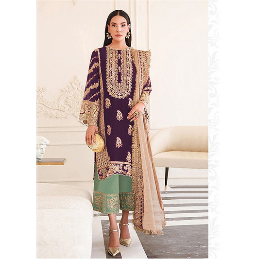 Shafnufab  Organza  Pakistani Suit  Collection In Purple Colour