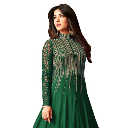 SHAFNUFAB Women's Georgette Ethnic Wear for WomenSemi StitchedSalwarSuit   SF201118  Diwali Outfit Bridal Green1  Colour Indian CasualWearSalwarSuit IN Eid