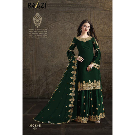 Shafnufab Embroidered Work Green  Color Georgette Fabric Party Wear Palazzo Suit