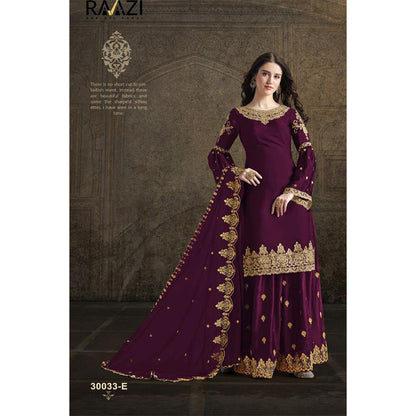 Shafnufab Georgette Pakistani Plazzo Suit With Embroidered Work