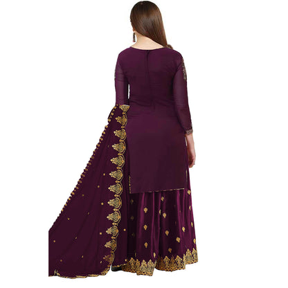 Shafnufab Georgette Pakistani Plazzo Suit With Embroidered Work