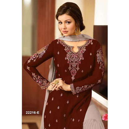 SHAFNUFAB Women's Georgette Ethnic Wear for WomenSemi StitchedSalwarSuit   SF201178  Diwali Outfit Bridal Maroon1  Colour Indian CasualWearSalwarSuit IN Eid