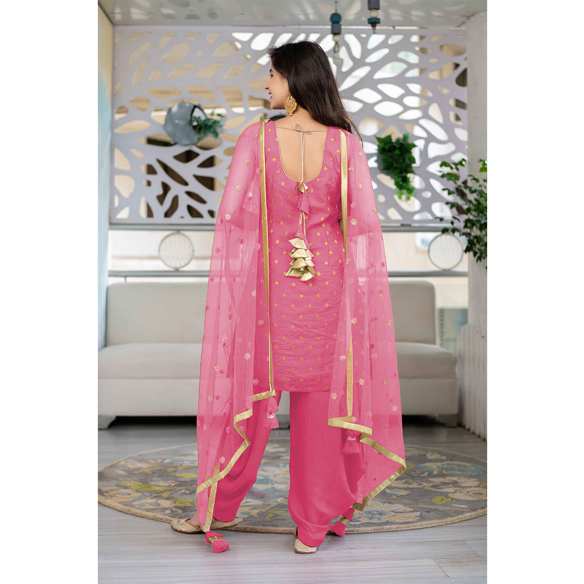 Pink Color Faux Georgette Straight Salwar Suit – Joshindia