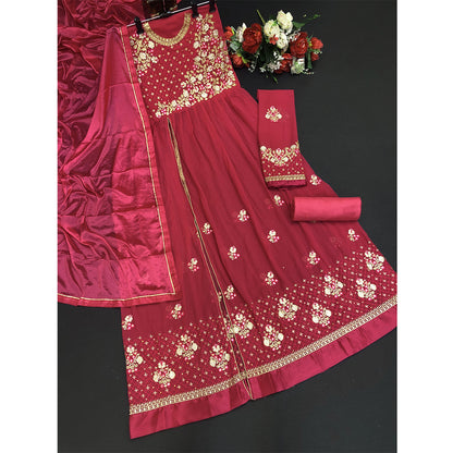 SHAFNUFAB Women's Georgette Ethnic Wear for WomenSemi StitchedSalwarSuit   SF20134  Diwali Outfit Bridal Dark Pink  Colour Indian CasualWearSalwarSuit IN Eid